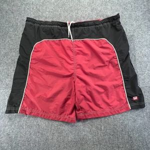 Vtg Wilson Advantage Swim Shorts Mens XL Red Elastic Waist Nylon Trunks Lined